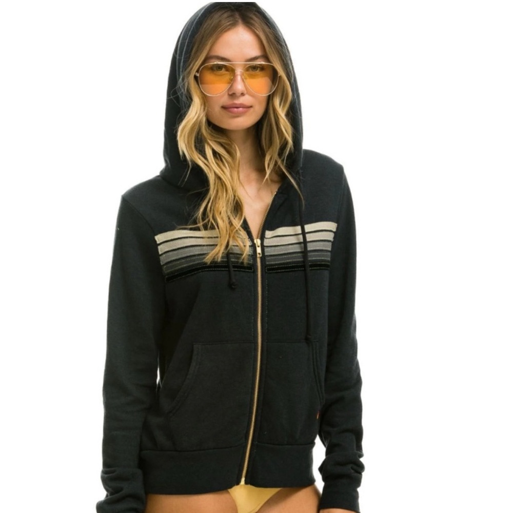 Aviator Nation 5 Stripe Hoodie charcoal S